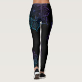 Aquamarine und Lila Ombre Imitats Glitzer Mandalas Leggings (Rückseite)