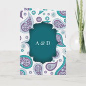 Aquamarine und Lila Paisley Indian Weditation Einl Einladung (Rückseite)