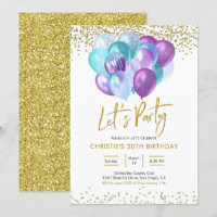 Aquamarine und Lila Party Einladung