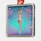 Aquamarine und Lila Perlen der Ballerina Ornament Aus Metall (Links)