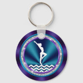 Aquamarine und Lila Personalisierte Gymnastikideen Schlüsselanhänger (Rückseite)