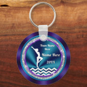Aquamarine und Lila Personalisierte Gymnastikideen Schlüsselanhänger (Vorderseite)