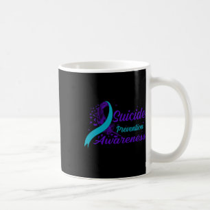 Aquamarine und Lila Ribbon Semicolon Suizidprävent Kaffeetasse