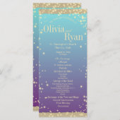 Aquamarine und Lila Rustikale Ombre" Hochzeit Programm (Vorne/Hinten)