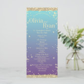 Aquamarine und Lila Rustikale Ombre" Hochzeit Programm (Stehend Vorderseite)