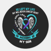 Aquamarine und Lila Selbstmordbewusstsein Runder Aufkleber (Vorderseite)