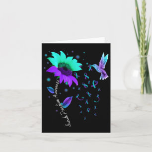 Aquamarine und Lila Sonnenblume Hummingbird Suicid Karte
