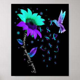 Aquamarine und Lila Sonnenblume Hummingbird Suicid Poster
