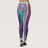 Aquamarine und Lila SpiralFraktal Leggings (Rückseite)