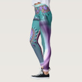 Aquamarine und Lila SpiralFraktal Leggings (Links)