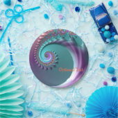 Aquamarine und Lila Spiralpapier-Party-Teller Pappteller (Party)