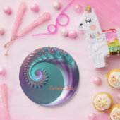 Aquamarine und Lila Spiralpapier-Party-Teller Pappteller (Party)