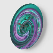 Aquamarine und lila Strudel-Uhr Große Wanduhr (Winkel)