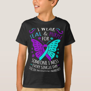 Aquamarine und Lila Unterstützung des Selbstmords T-Shirt