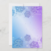 Aquamarine und Lila Wintersüße 16 Glitzer Spargel Einladung (Rückseite)