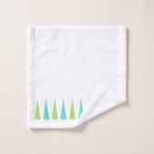 Aquamarine und Limettengrüne Weihnachtsbäume Perso Badhandtuch Set (Waschlappen)