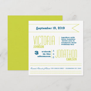 Aquamarine und Limone Hochzeit der modernen Typogr Einladung