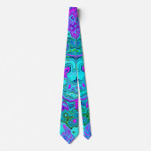 Aquamarine und Magenta Cool Retro Liquid Swirl Krawatte (Vorderseite)