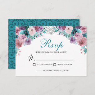 Aquamarine und mauve florale UAWG-Umschließkarte RSVP Karte