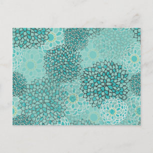 Aquamarine und Minze-Blume Burst Design Postkarte