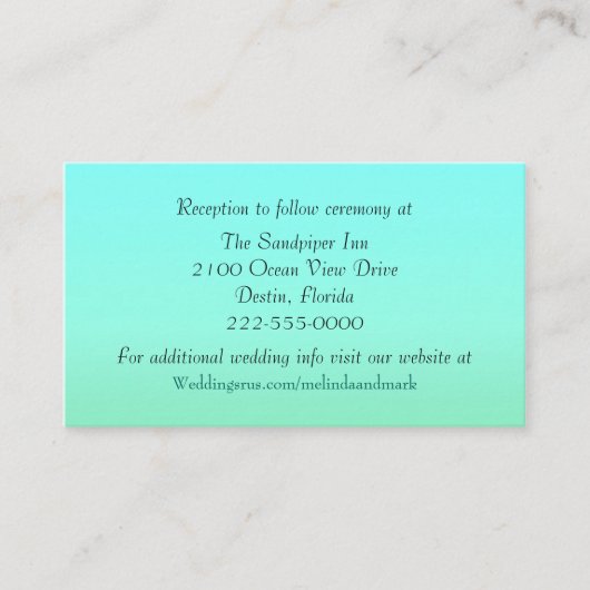 Aquamarine und Minze Green Wedding Card Begleitkarte (Vorderseite)