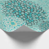 Aquamarine-und Minzen-Blumen-Explosion Geschenkpapier (Ecke)