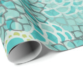 Aquamarine-und Minzen-Blumen-Explosion Geschenkpapier (Rolleneckpunkt)