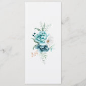 Aquamarine und Off-White-Wildblumen-Menü-Karte für Menükarte (Rückseite)