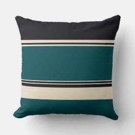 Aquamarine und Onyx Streifen Kissen