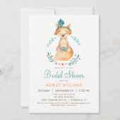 Aquamarine und Orange Fox Bridal Dusche Einladung (Vorderseite)