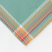 Aquamarine und Orange Tartan Karierte Monogramm-Bl Fleecedecke (Ecke)
