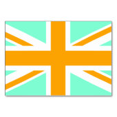 Aquamarine und Orange Union Jack Tischnummer (Rückseite)