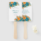 Aquamarine und orangefarbene Blumenhochzeit Vielen Fächer (Vorne und Hinten)