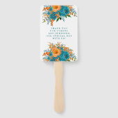 Aquamarine und orangefarbene Blumenhochzeit Vielen Fächer (Rückseite)