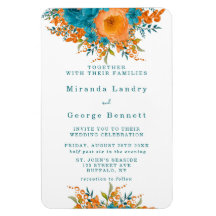 Aquamarine und orangefarbene Florals Hochzeitsfeie