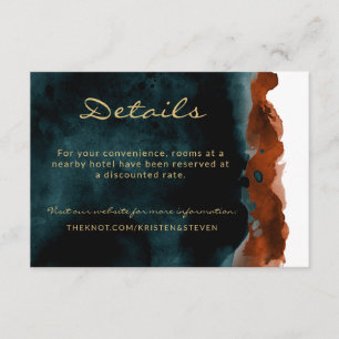 Aquamarine und orangefarbene Hochzeitskarte Begleitkarte