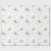 Aquamarine und orangefarbene Sternexplosion des At Geschenkpapier (Flach)