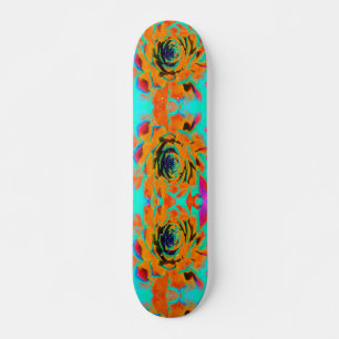 Aquamarine und Orangensukkulente Sedum-Rosette Skateboard