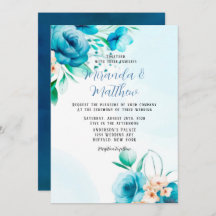 Aquamarine und peach Wassercolor Florals Weditati
