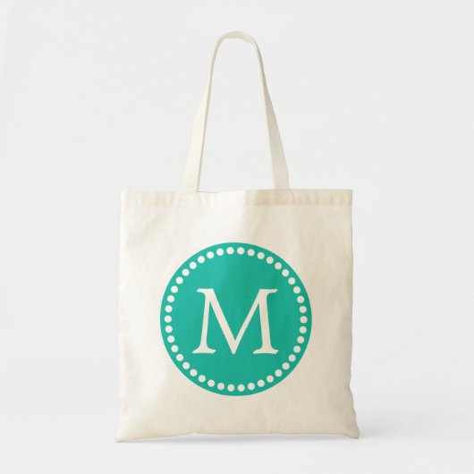 Aquamarine und Personalisierte Monogramm Tragetasche (Vorne)
