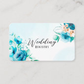 Aquamarine und Pfirsichfarben-Blumenzettel Visitenkarte (Vorderseite)