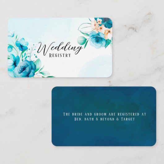 Aquamarine und Pfirsichfarben-Blumenzettel Visitenkarte (Vorne/Hinten)