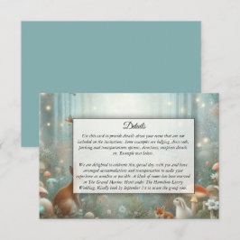 Aquamarine und pfirsichfarbene Waldhochzeit Begleitkarte