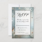 Aquamarine und pfirsichfarbene Waldhochzeit RSVP Karte (Vorderseite)