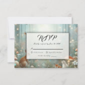 Aquamarine und pfirsichfarbene Waldhochzeit RSVP Karte (Vorderseite)