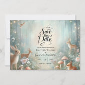 Aquamarine und pfirsichfarbene Waldhochzeit Save The Date (Vorderseite)