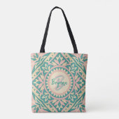 Aquamarine und rosa Frühlingsgarten Tasche (Rückseite)
