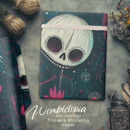 Aquamarine und rosa Fun Spook Halloween Skulls & F Geschenkpapier