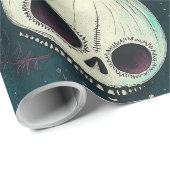 Aquamarine und rosa Fun Spook Halloween Skulls & F Geschenkpapier (Rolleneckpunkt)