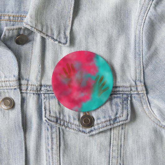 Aquamarine und rosa Holi-Hai-Pulver und Hände Button (Beispiel)